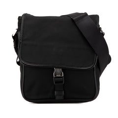 プラダ 三角ロゴプレート ショルダーバッグ メッセンジャーバッグ V167 ブラック ナイロン レザー レディース PRADA 【中古】