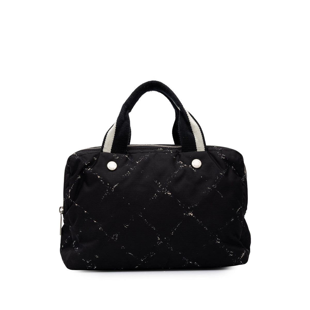 シャネル 旧トラベルライン ハンドバッグ ブラック シルバー ナイロン レディース CHANEL 中古