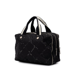 シャネル 旧トラベルライン ハンドバッグ ブラック シルバー ナイロン レディース CHANEL 中古