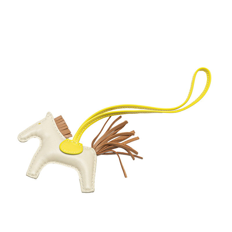 エルメス ロデオPM バッグチャーム ベージュ イエロー アニョーミロ レザー レディース HERMES 【中古】