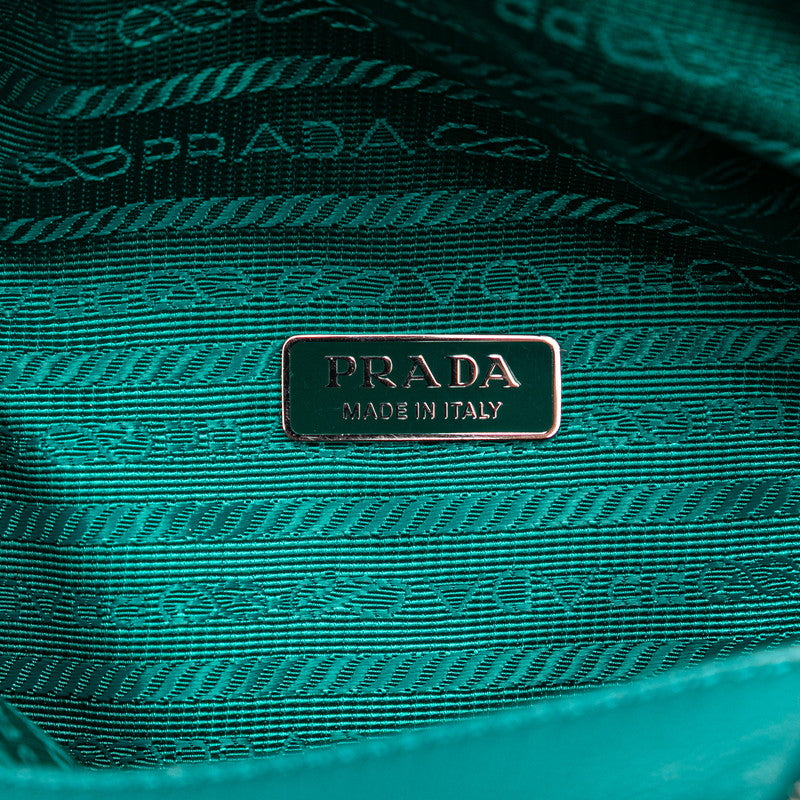 プラダ トライアングル ショルダーバッグ ハンドバッグ 2WAY 1BA315 ブルーグリーン系 パデッドナッパレザー レディース PRADA 【中古】