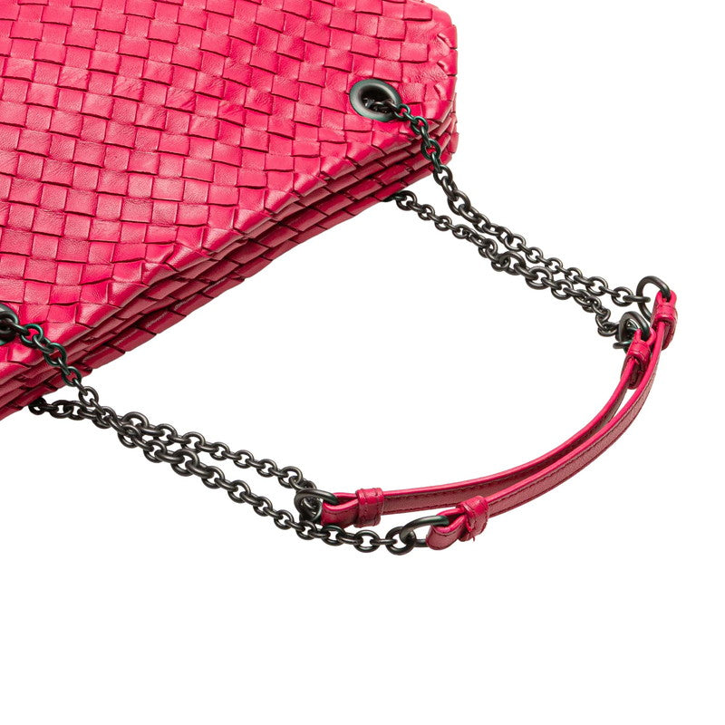 ボッテガヴェネタ イントレチャート チェーン ショルダーバッグ ピンク レザー レディース BOTTEGAVENETA 【中古】