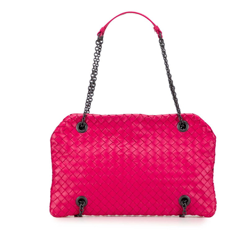 ボッテガヴェネタ イントレチャート チェーン ショルダーバッグ ピンク レザー レディース BOTTEGAVENETA 【中古】