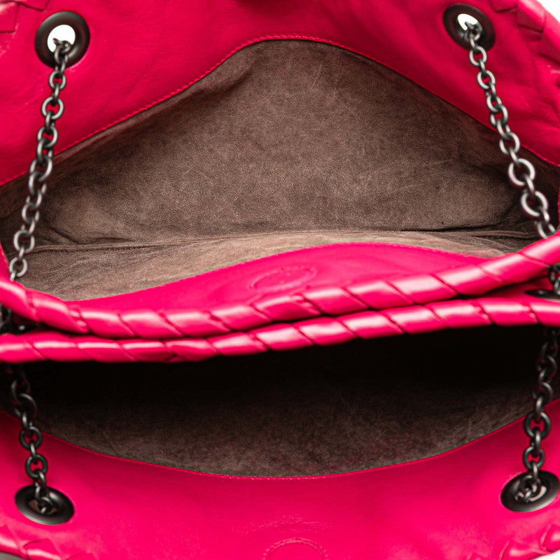 ボッテガヴェネタ イントレチャート チェーン ショルダーバッグ ピンク レザー レディース BOTTEGAVENETA 【中古】