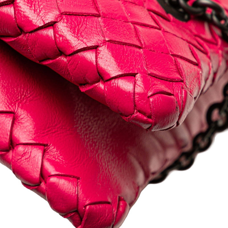 ボッテガヴェネタ イントレチャート チェーン ショルダーバッグ ピンク レザー レディース BOTTEGAVENETA 【中古】
