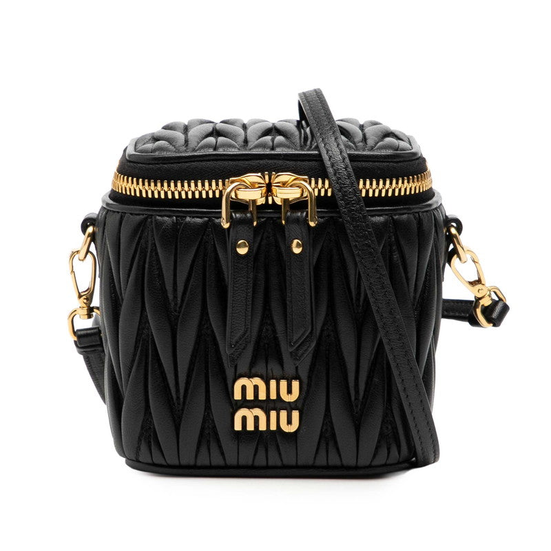 ミュウミュウ マテラッセ ミニショルダーバッグ 5NR018 ブラック レザー レディース MIUMIU 【中古】