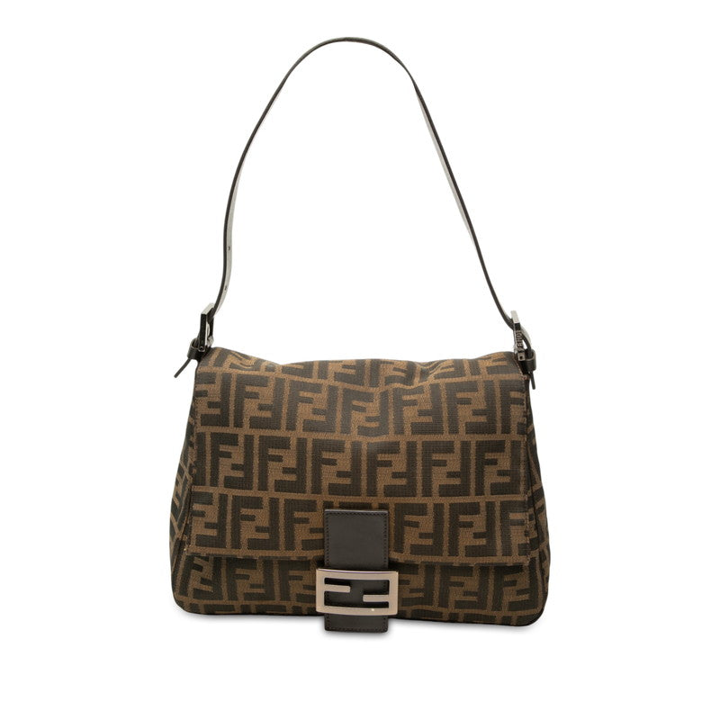 フェンディ ズッカ マンマバゲット ワンショルダーバッグ ハンドバッグ ブラウン キャンバス レザー レディース FENDI 中古