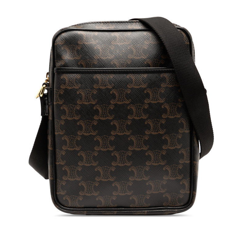 セリーヌ トリオンフ 斜め掛け ショルダーバッグ ブラウン ブラック PVC レザー レディース CELINE 【中古】