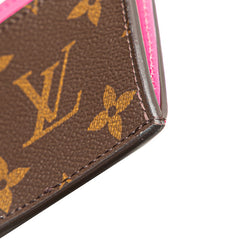 ルイ ヴィトン モノグラム マカサー コインカードホルダー カードケース フラグメントケース M82912 ブラウン フューシャピンク PVC レザー レディース LOUIS VUITTON 【中古】