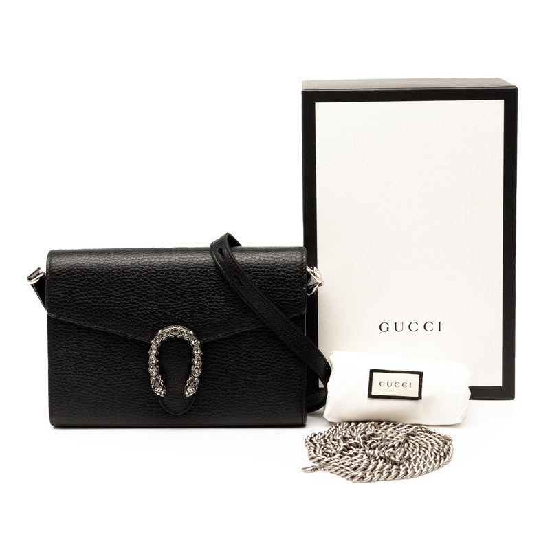 グッチ ディオニュソス チェーン ショルダーバッグ ウォレットバッグ 401231 ブラック レザー レディース GUCCI 【中古】
