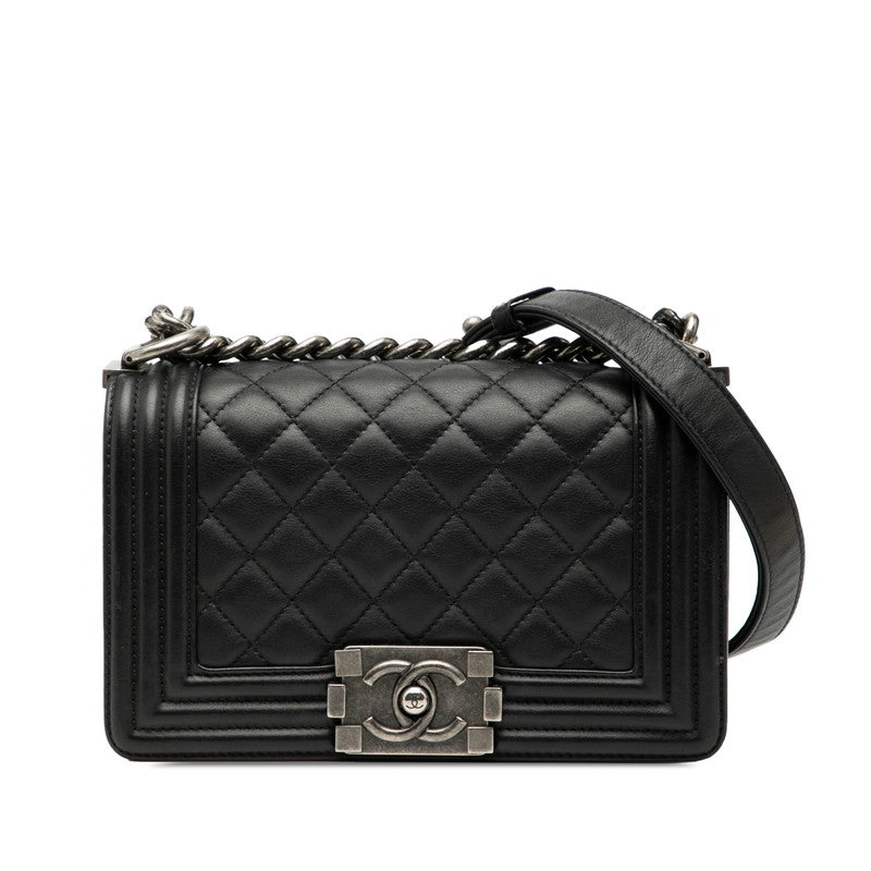 シャネル マトラッセ ミニ ボーイシャネル チェーン ショルダーバッグ ブラック ラムスキン レディース CHANEL 【中古】