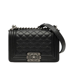 シャネル マトラッセ ミニ ボーイシャネル チェーン ショルダーバッグ ブラック ラムスキン レディース CHANEL 【中古】