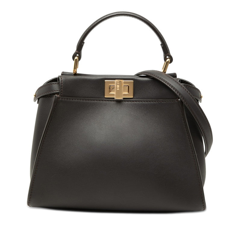 フェンディ ピーカブー ミニ ハンドバッグ ショルダーバッグ 2WAY 8BN244 ダークブラウン レザー レディース FENDI 【中古】