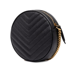サンローラン YSLロゴ ヴィニル 斜め掛け チェーン ショルダーバッグ 610436 ブラック レザー レディース SAINT LAURENT 中古