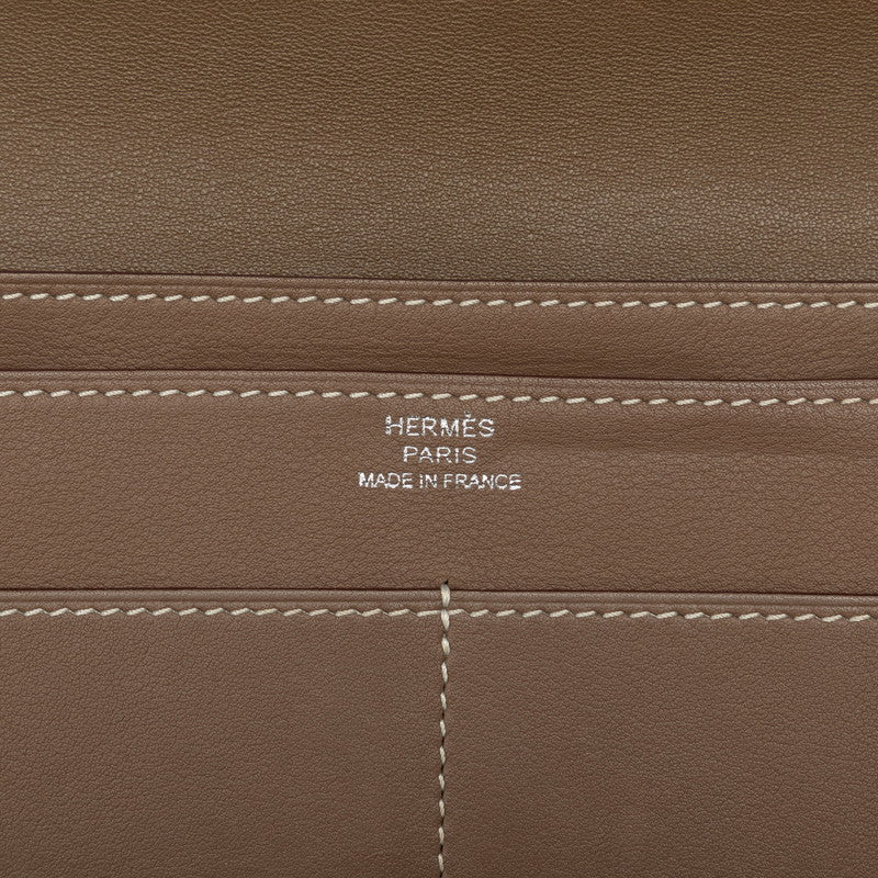 エルメス ドゴンGM 長財布 エトゥープ シルバー スイフト レディース HERMES 【中古】