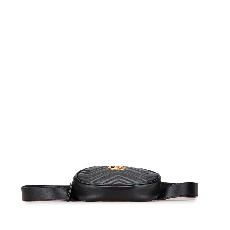 グッチ GGマーモント キルティング ボディバッグ ウエストバッグ 476434 ブラック レザー レディース GUCCI 【中古】