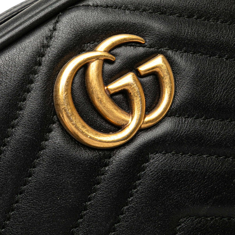グッチ GGマーモント キルティング ボディバッグ ウエストバッグ 476434 ブラック レザー レディース GUCCI 【中古】