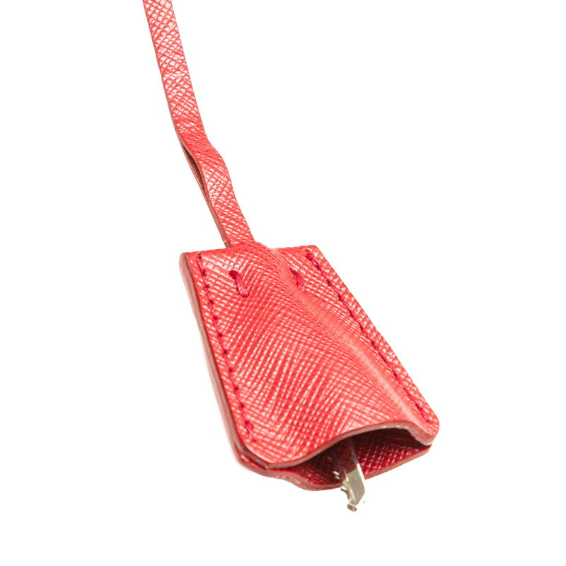 プラダ バックル 斜め掛け ショルダーバッグ レッド サフィアーノレザー レディース PRADA 【中古】