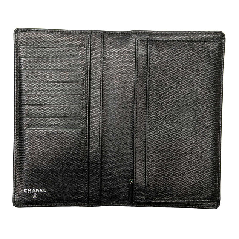シャネル ココボタン 長財布 ブラック レザー レディース CHANEL 【中古】