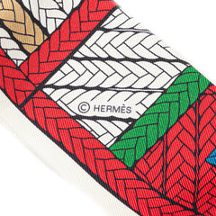 エルメス ツイリー Tresses H トレスH スカーフ ホワイト マルチカラー シルク レディース HERMES 【中古】