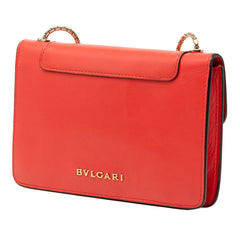 ブルガリ セルペンティ フォーエバー 斜め掛け チェーン ショルダーバッグ レッド レザー レディース BVLGARI 【中古】