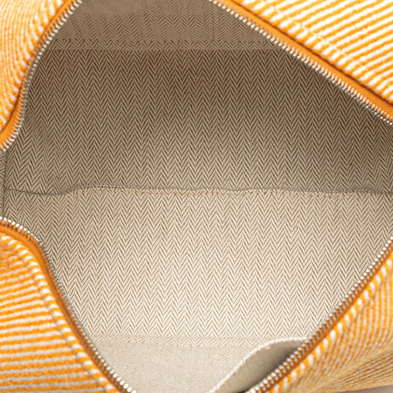 エルメス ブリッドアブラックPM ハンドバッグ オレンジ ブラウン コットン レディース HERMES 【中古】