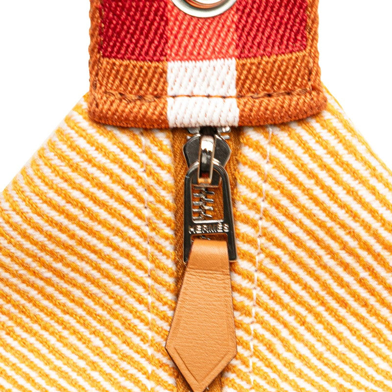 エルメス ブリッドアブラックPM ハンドバッグ オレンジ ブラウン コットン レディース HERMES 【中古】