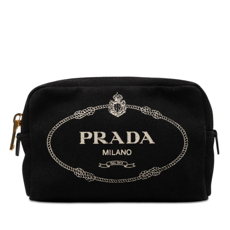 プラダ カナパロゴ ポーチ 1NA021 ブラック キャンバス レディース PRADA 【中古】