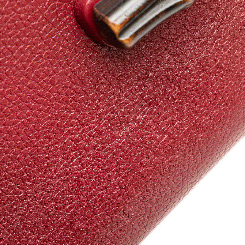 グッチ バンブー チェーン ショルダーバッグ 387611 ワインレッド レザー レディース GUCCI 【中古】