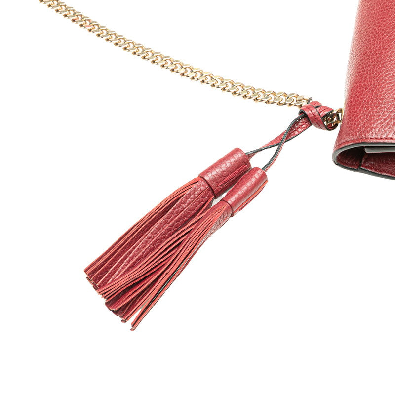 グッチ バンブー チェーン ショルダーバッグ 387611 ワインレッド レザー レディース GUCCI 【中古】