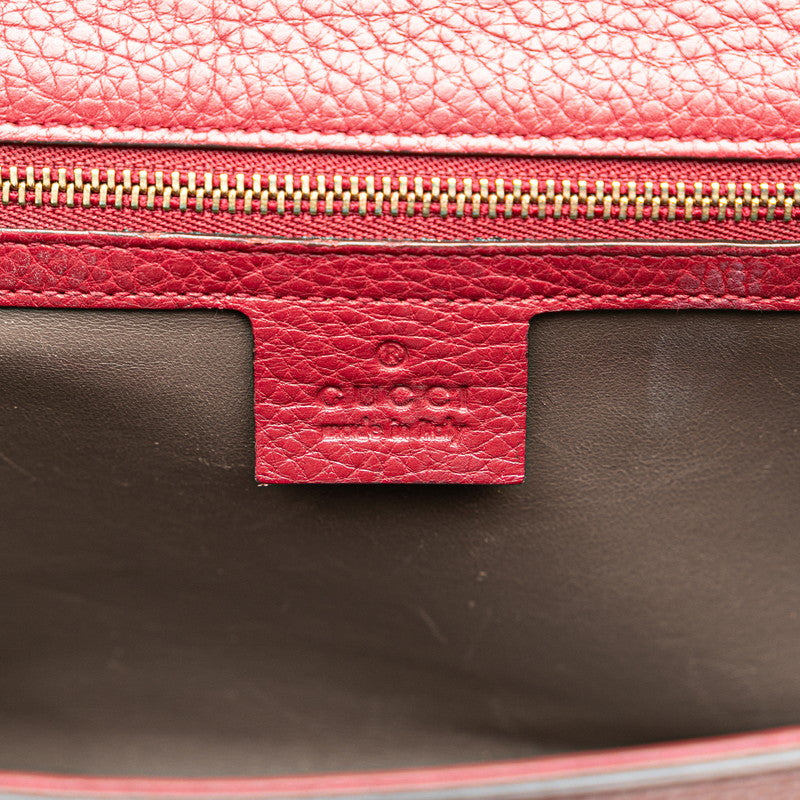 グッチ バンブー チェーン ショルダーバッグ 387611 ワインレッド レザー レディース GUCCI 【中古】