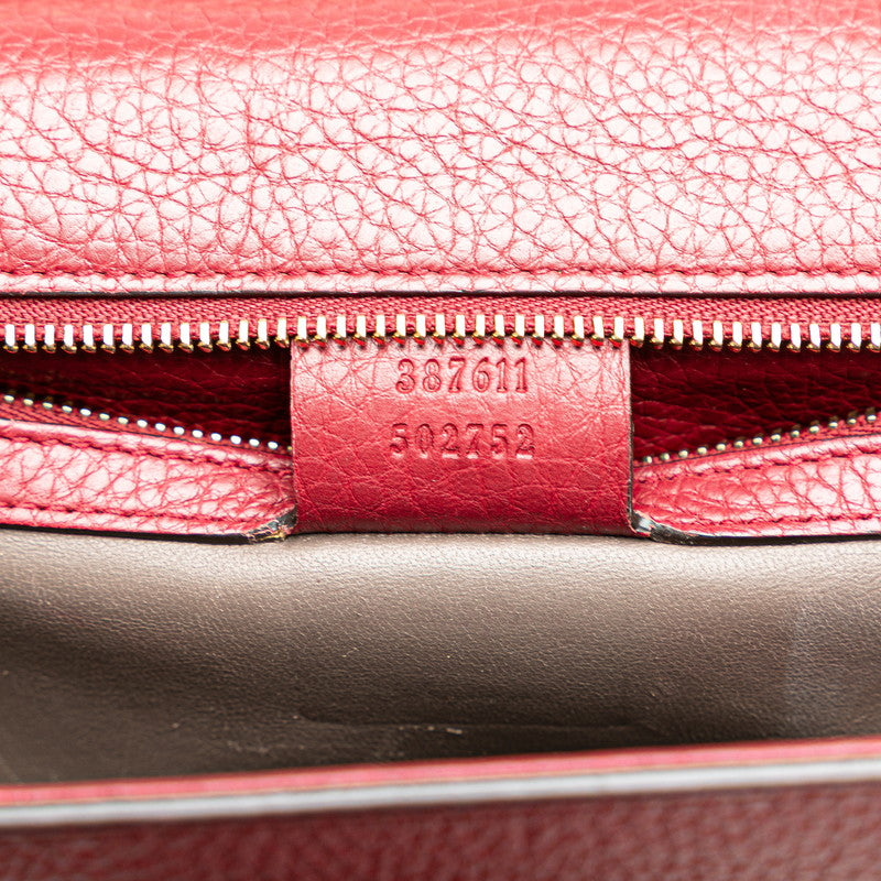 グッチ バンブー チェーン ショルダーバッグ 387611 ワインレッド レザー レディース GUCCI 【中古】