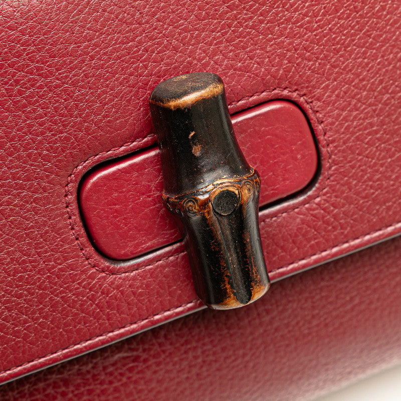 グッチ バンブー チェーン ショルダーバッグ 387611 ワインレッド レザー レディース GUCCI 【中古】
