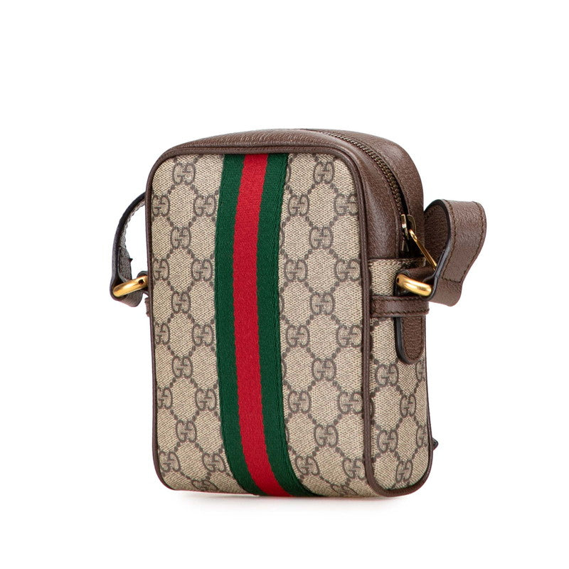 グッチ オフィディア GGスプリーム ショルダーバッグ 598127 ベージュ ブラウン PVC レザー レディース GUCCI 【中古】