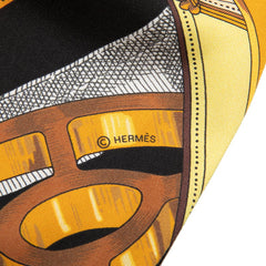 エルメス マキシツイリー CAVALCADOUR スカーフ ブラック マルチカラー シルク レディース HERMES 【中古】