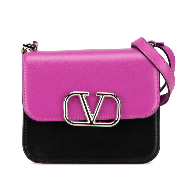 ヴァレンティノ ハンドバッグ ショルダーバッグ バイカラー ピンク ブラック レザー レディース VALENTINO 【中古】