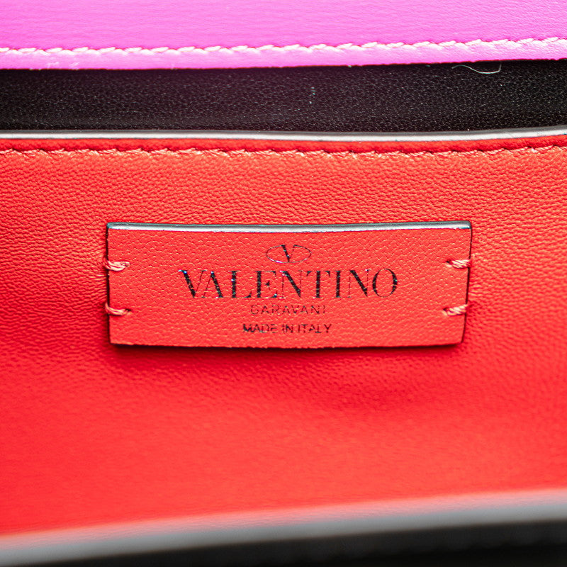 ヴァレンティノ ハンドバッグ ショルダーバッグ バイカラー ピンク ブラック レザー レディース VALENTINO 【中古】