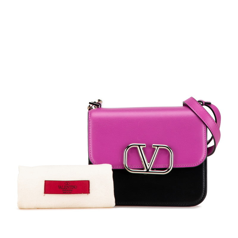 ヴァレンティノ ハンドバッグ ショルダーバッグ バイカラー ピンク ブラック レザー レディース VALENTINO 【中古】
