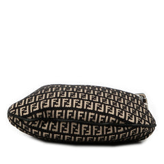 フェンディ ズッキーノ ショルダーバッグ ブラック ベージュ キャンバス レザー スウェード レディース FENDI 【中古】