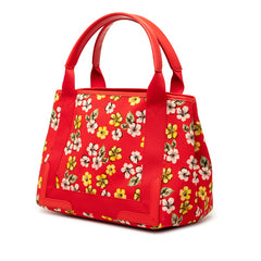 バレンシアガ ネイビーカバス フラワーモチーフ トートバッグ ハンドバッグ 339933 レッド キャンバス レザー レディース BALENCIAGA 【中古】