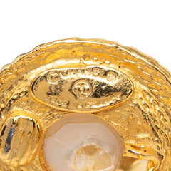 シャネル ロゴ ラウンド サークル イヤリング ゴールド フェイクパール メッキ GP レディース CHANEL 【中古】