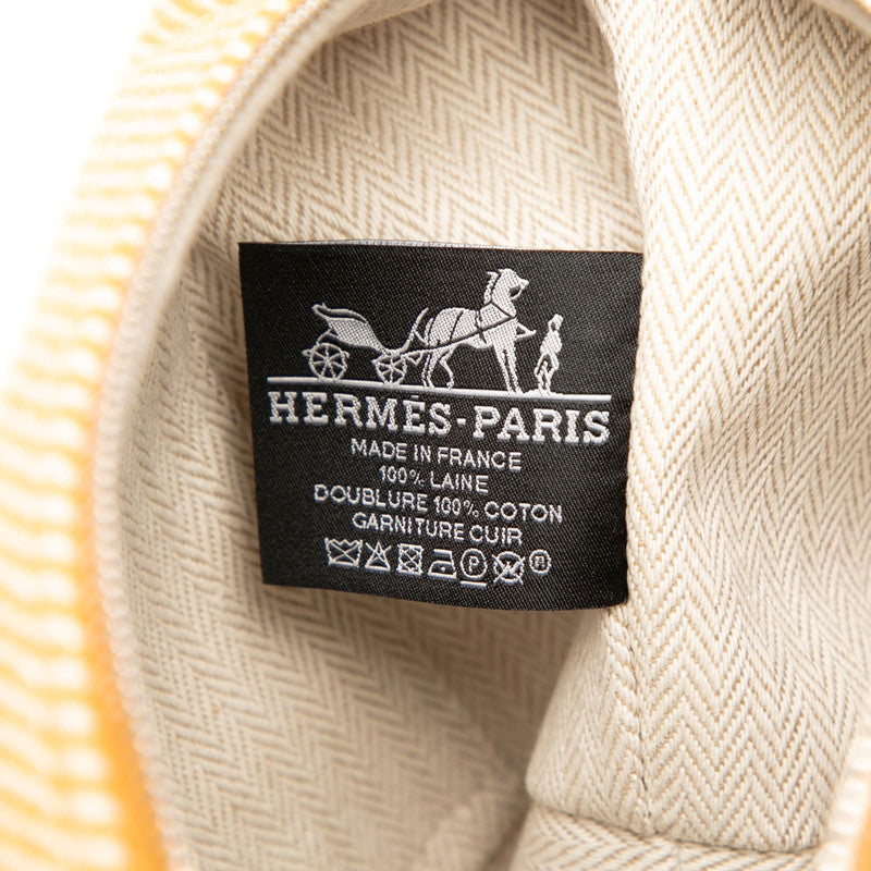 エルメス ブリッド ア ブラック オ カレ PM ハンドバッグ ポーチ フォーブ オレンジ シルバー金具 コットン レディース HERMES 【中古】
