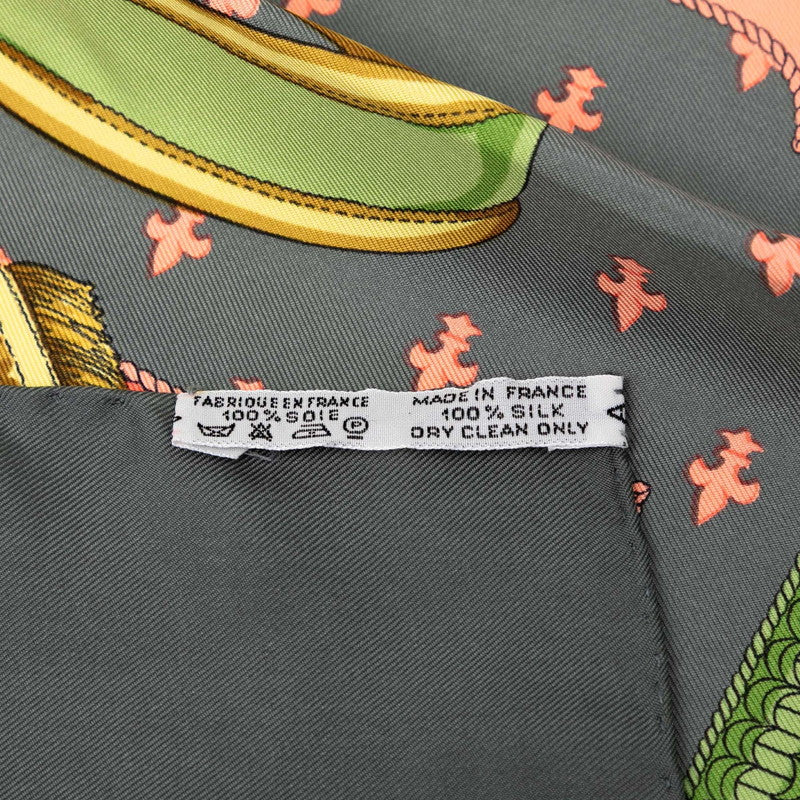 エルメス カレ90 SELLES A HOUSSE カバーへの腰かけ スカーフ グレー マルチカラー シルク レディース HERMES 【中古】