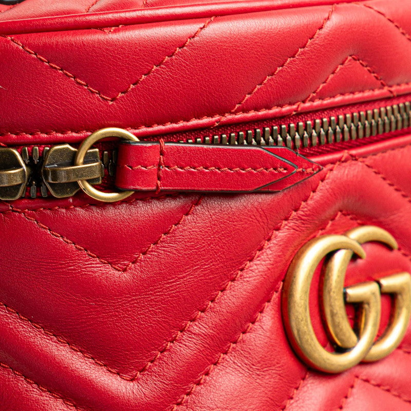 グッチ GGマーモント チェーン リュック バックパック 598594 レッド レザー レディース GUCCI 【中古】