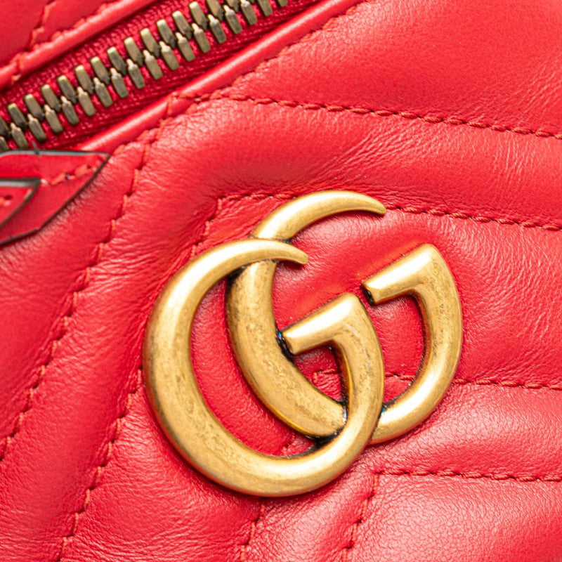 グッチ GGマーモント チェーン リュック バックパック 598594 レッド レザー レディース GUCCI 【中古】