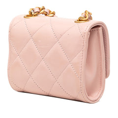 シャネル ココマーク ミニミニマトラッセ 斜め掛け チェーン ショルダーバッグ ピンク ラムスキン レディース CHANEL 中古
