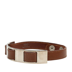 エルメス チョーカー ブラウン シルバー レザー メタル レディース HERMES 【中古】