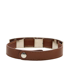 エルメス チョーカー ブラウン シルバー レザー メタル レディース HERMES 【中古】