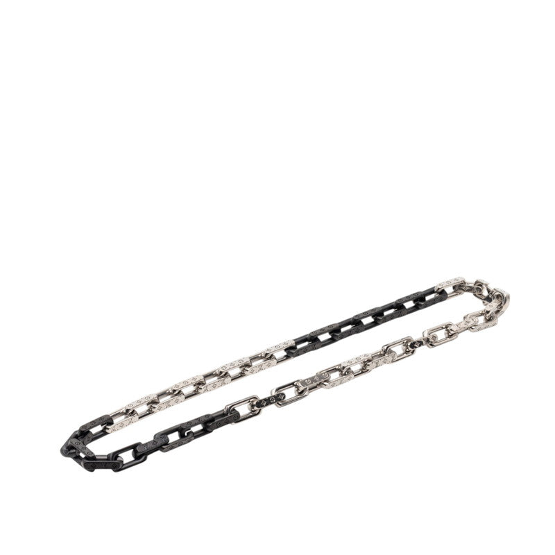 ルイ ヴィトン ネックレス モノグラム チェーン ネックレス M00677 シルバー ブラック メタル メンズ LOUIS VUITTON 【中古】