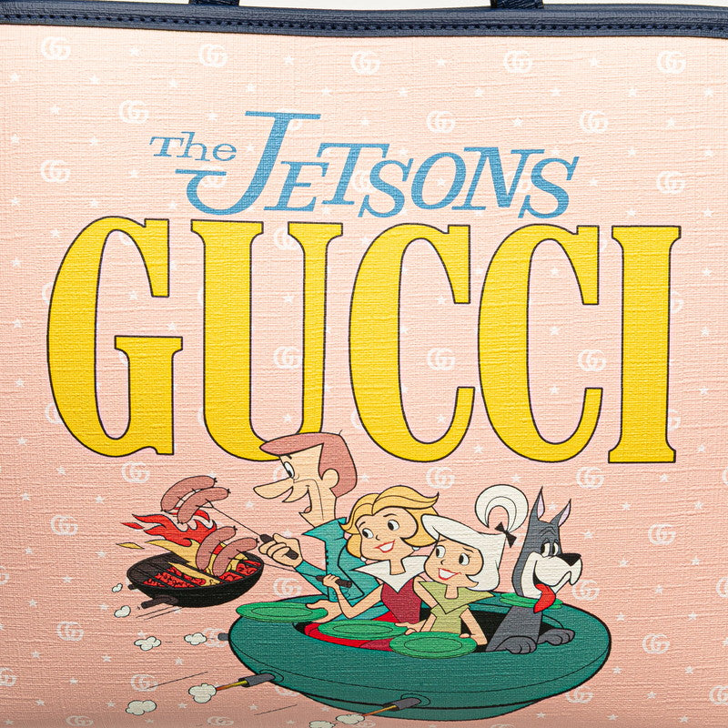 グッチ GGスプリーム チルドレンズ ジェットソンズ JETSONS 宇宙家族 ハンドバッグ トートバッグ 605614 ピンク ネイビー マルチカラー PVC レザー レディース GUCCI 【中古】